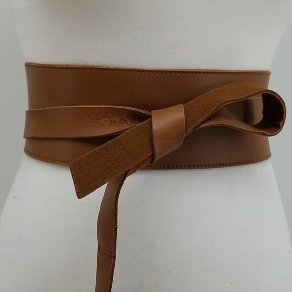 Chico's Accessories - Chico's Tan Leather Suede Reversible Obi Wrap Belt